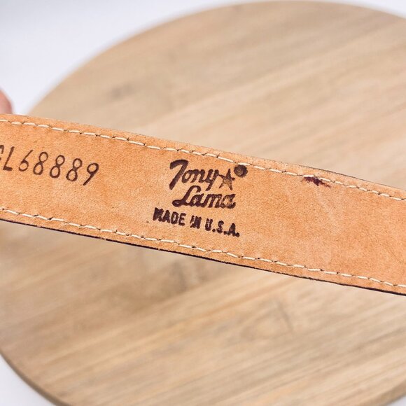 Vintage Tony Lama Belt Womens 26 Cherry Red Full Grain Leather Western USA main image 7